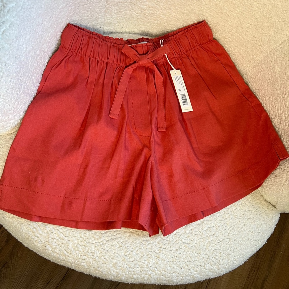Rebecca Taylor Women Coral Linen-Blend Pajama Shorts | Extra Small - Picture 1 of 7